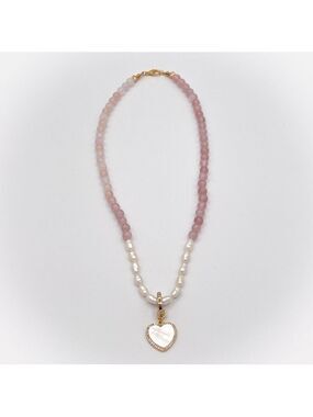 Upcycled pearls and rose quartz necklace